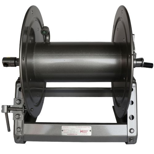 Hannay Manual Rewind Hose Reel:  The heavy duty 12 inch long drum can accommodate 200’ of 1/2 inch hose!