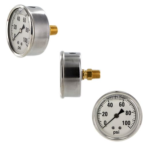 100 PSI back mount pressure gauge - notice the back mount- easily installed with a wrench.