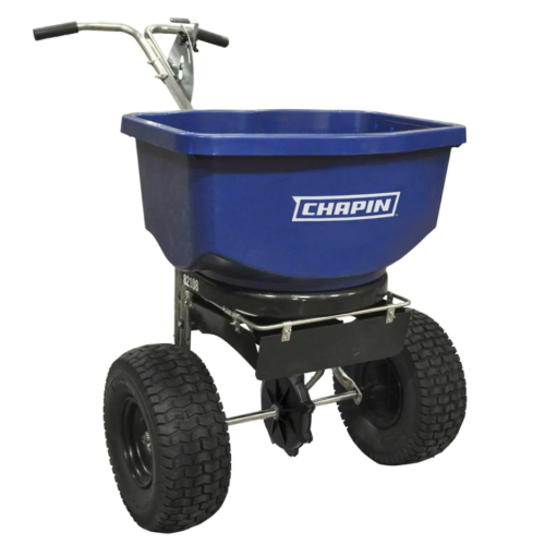 100 lb. hopper capacity. Great for spreading salt and ice melt.