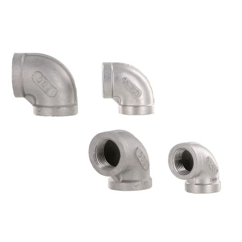 3/4 inch and 1/2 inch Stainless Steel 90 degree elbows - plumbing components.