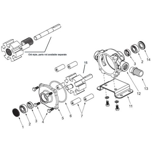 Parts breakdown for the Hypro 6500 pump.