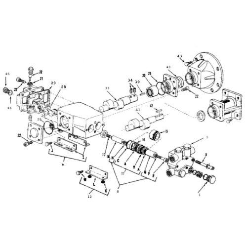 Replacement parts available for the Hypro 8620, 8621, 8630, 8631 Plunger Pumps.