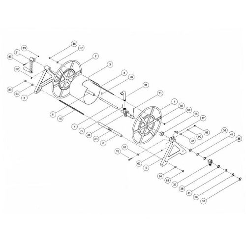 Old Style Nordic H-70 Series Hose Reel Parts Breakdown.