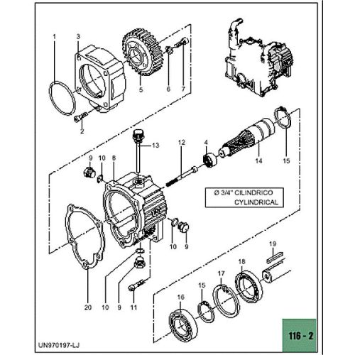 Parts breakdown for the 9910-KIT1640 Hypro Gearbox.