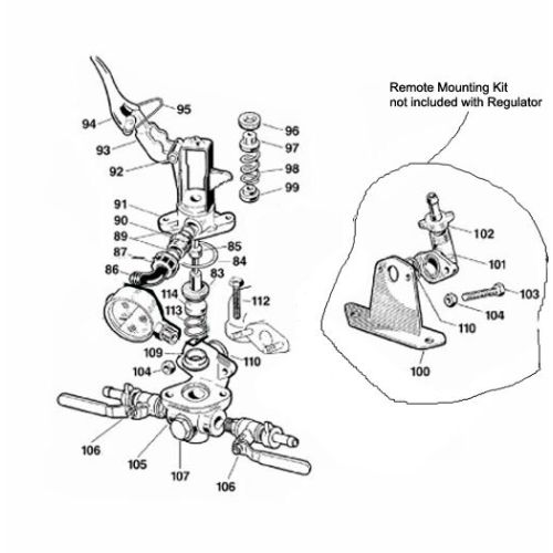 Complete parts listing for the Hypro GS40GI Regulator.