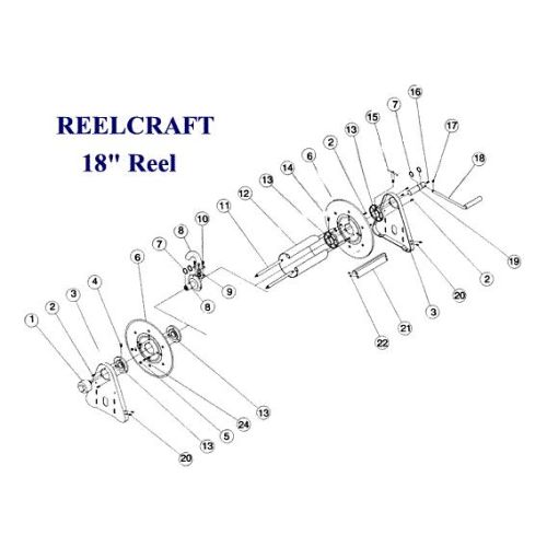 Parts listing for the Reelcraft 18&quot; Reel.