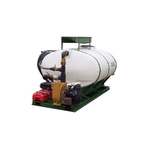 This hydroseeder has a tank capacity of 750 US Gallons.