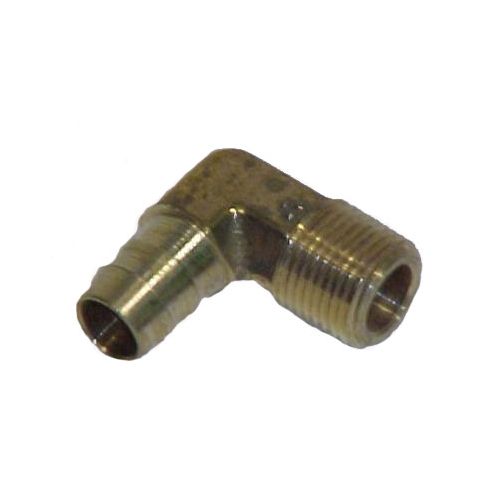 Solid Brass Hose Barb 90 Degree Elbow to male pipe.