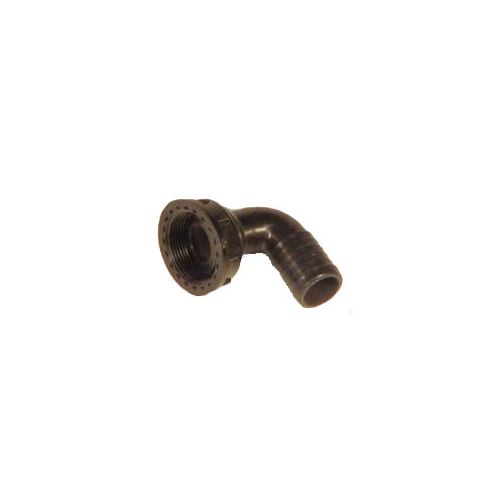 Hose Barb 90 degree complete with flynut and o-ring - Poly:  Available in a range of sizes.