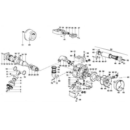 Complete parts breakdown for the Hypro D1506 Diaphragm Pump.