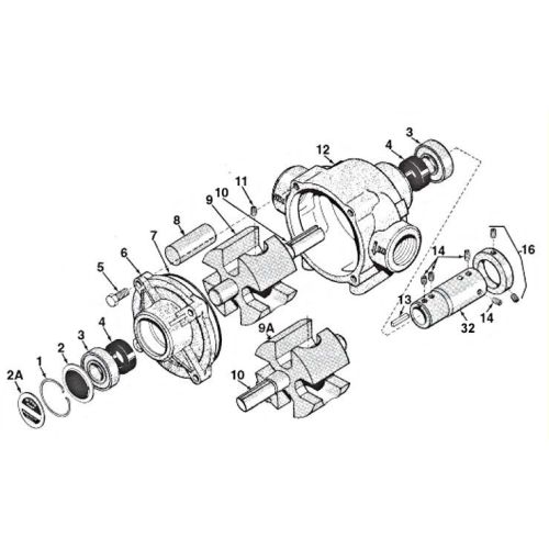 Parts listing for the Hypro 1200C Roller Pump.