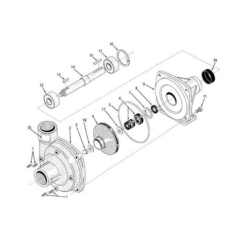 Parts breakdown for the Hypro 9204C Centrifugal Pump.