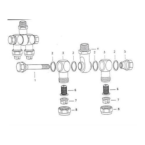 Parts listing for the Double Swivel Nozzle Holder.