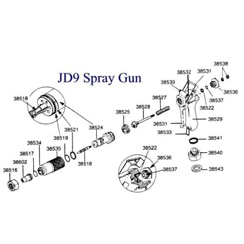 Parts breakdown for the Green Garde JD9-C gun.