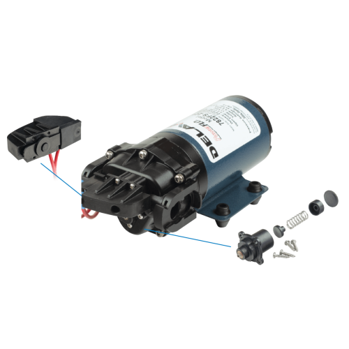 The pump heads have both an internal bypass valve and a pressure sensing demand switch, giving you a bypass and demand pump style all at once.