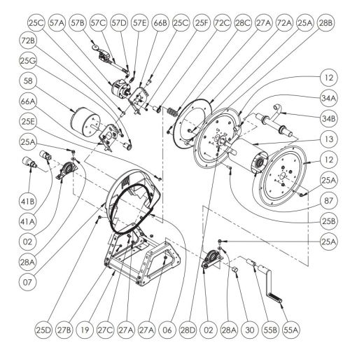 Hannay 22&quot; Power Rewind Hose Reel Parts for E1530-17-18