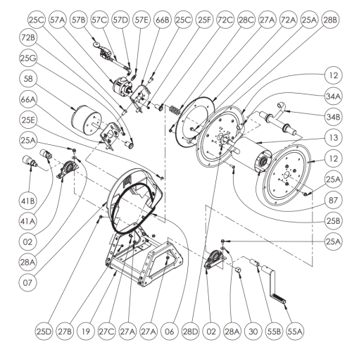 Hannay 12&quot; Power Rewind Hose Reel Parts