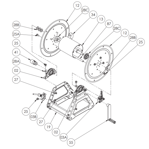 Hannay 22&quot; Manual Rewind Hose Reel Parts