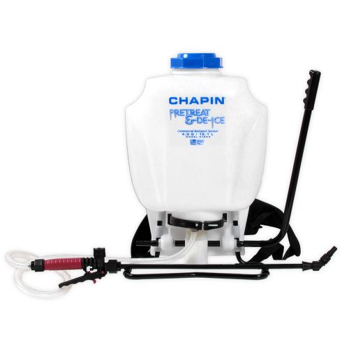 Perfect for appying liquid deicing products on sidewalks, walkways and driveways. Chapin pretreat &amp; deice backpack sprayer.