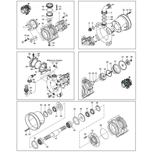 Complete parts list for the Hypro D160 Diaphragm Pump.