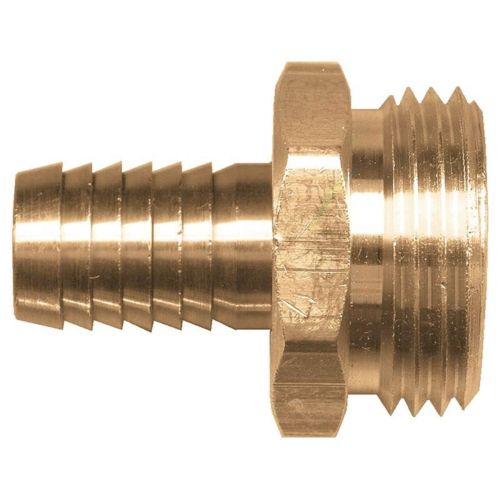 Solid brass connector available in several sizes. Male garden hose thread.