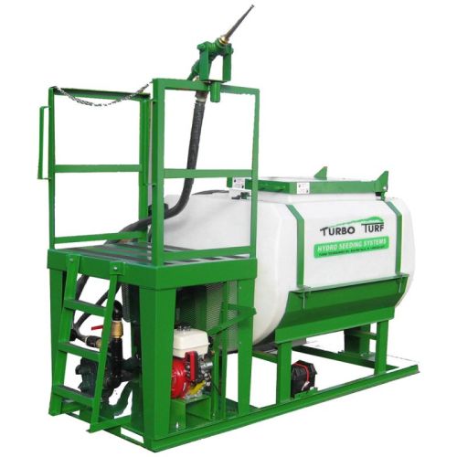 This Skid Mounted 1900 Litre (500 US gallon) capacity Turbo Turf Hydro Seeder can spray the most difficult of materials and heavy slurries.