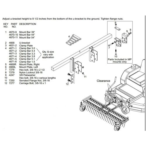 JRCO Universal Mounting Bar Parts