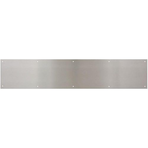 These stainless steel screw-mounted kick plates offer excellent protection for door bottoms against scuffing and damage.