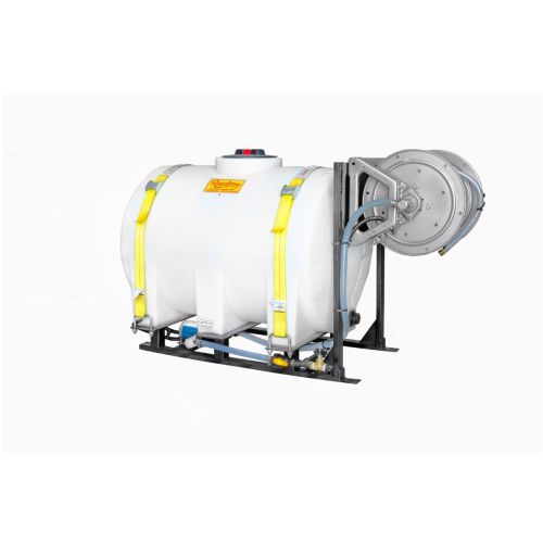 The poly tank can be filled with up to 120 US gallons (100 imperial gallons / 450 L) of water for various watering applications on turf, flowerbeds, sod, and more.