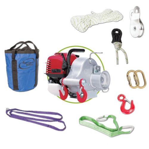 Portable Winch PCW3000-A Gas Powered Capstan Pulling Winch with Accessories.
