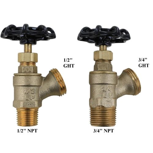 Two versions of the Sediment Faucet / Outdoor Faucet are available: 1/2&quot; NPT x 1/2&quot; GHT and 3/4&quot; NPT x 3/4&quot; GHT.  These brass faucets are perfect for the outside of your house or building.