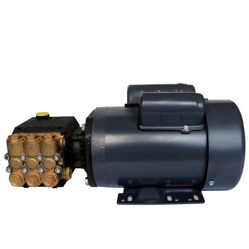 General Pump Triplex Plunger Pump T9051BA coupled to a 1 HP, 1750 RPM Electric Motor for greenhouse sprayers.