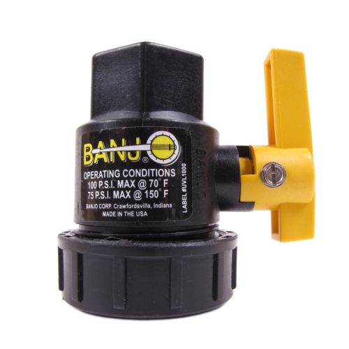 Banjo Single Union Polypropylene Ball Valve with different thread sizes.