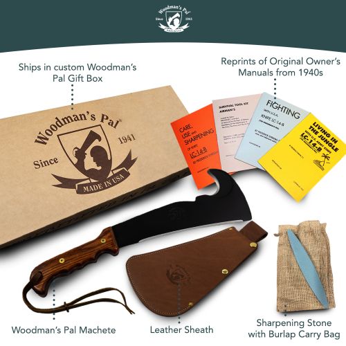 Includes Woodman&#039;s Pal, leather sheath, sharpening stone, and reprints of original 1940s owner&#039;s manuals.