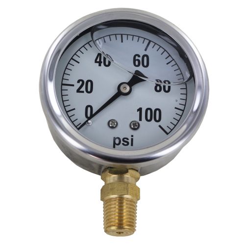 Pressure gauge with 100 psi maximum reading. 