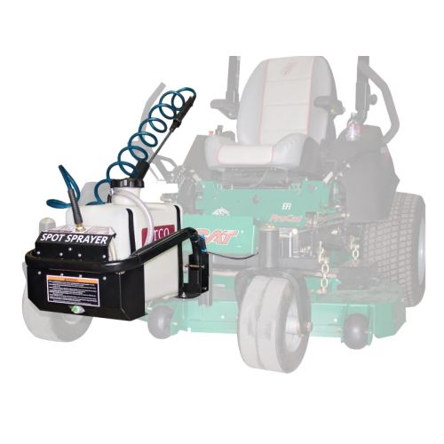 This spot sprayer attaches to the front of your mower to make spot spraying weeds much easier and comfortable. MOWER NOT INCLUDED.