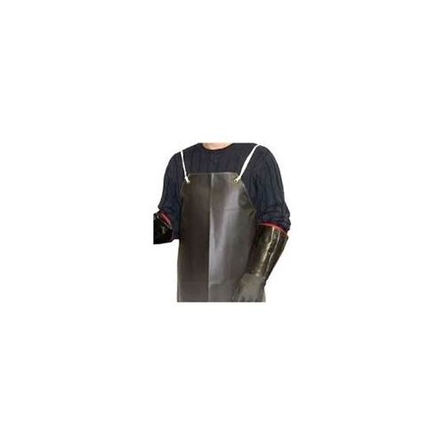 A bib-style neoprene apron to protect against chemical splashes.