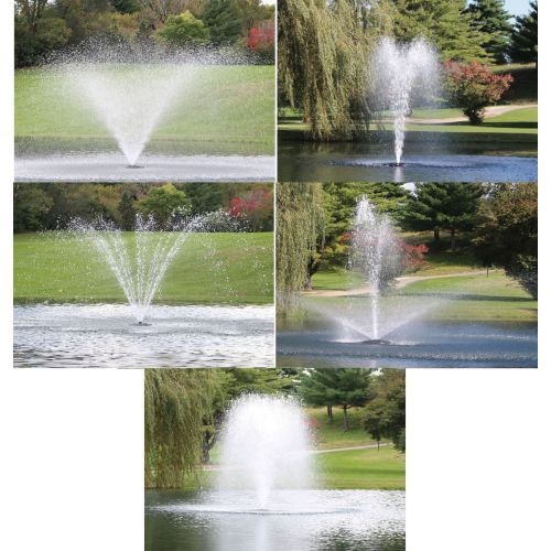 The 5 fountain patterns as shown from left to right are &#039;Willow&#039;, &#039;Sequoia&#039;, &#039;Cypress&#039;, &#039;Linden&#039;, and &#039;Birch&#039;.
