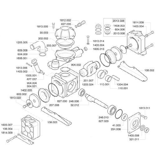 Parts breakdown for the IP Mini Pump.