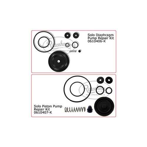 Solo Diaphragm Pump Repair Kit 0610406-K and Piston pump repair kit 0610407-K.