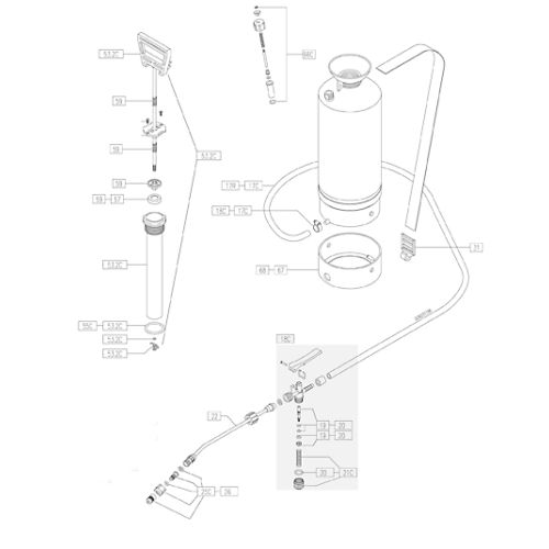 Replacement parts are available for the SP Systems SP10C, SP20C, and SP35C Sprayers.
