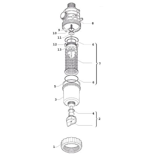 Parts listing for the Arag 1 1/2&quot; Bulkhead Mounting Filter.