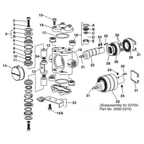 Hypro Piston Pump Parts for the following models:  53702, 53703, 53704.