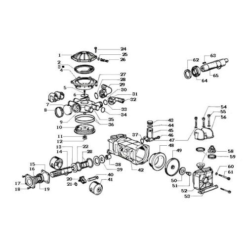 Parts breakdown for the IP D70 / D82 Pump.