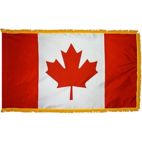 Canadian Ceremonial Flag with gold fringes.