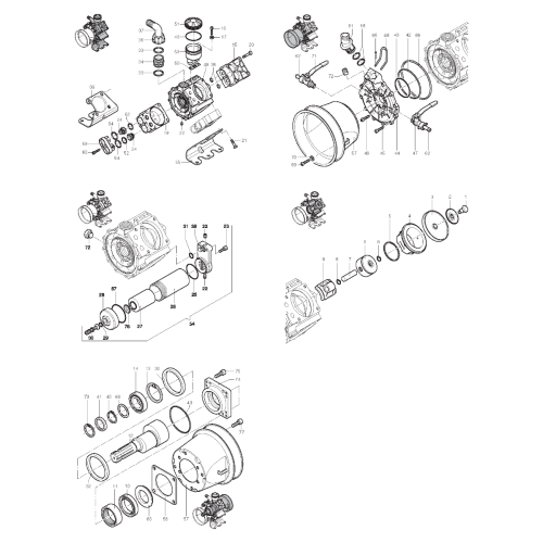 Complete parts breakdown for the Hypro D1064 Diaphragm Pump.