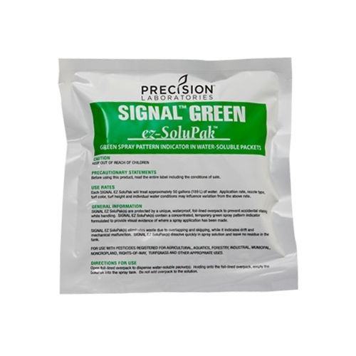 The temporary green color, which blends in naturally with turf, provides visual evidence of where a spray application has been made to avoid wasted chemicals due to overapplication.