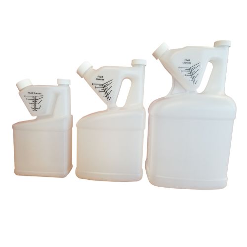 Tip N&#039; Measure containers available in 3 sizes: 1 US Quart, 1/2 US Gallon, or 1 US Gallon.